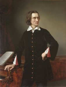Portrett av Franz Liszt (1811-1886), ungarsk komponist og pianist - Portrett av Franz Liszt - Maleri av Miklos Barabas (1810-1898) 1847 Ungarsk nasjonalmuseum, Budapest