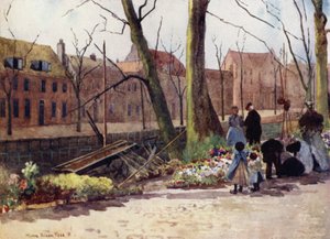 Blomstermarked, Haarlem (farge litho)