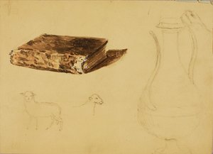 (Sau, vase, bok) Studier av Miner Kilbourne Kellogg