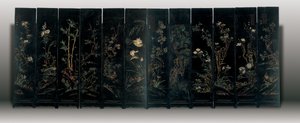 Tolv-panels coromandel skjerm, Weiping av Ming Dynasty Chinese School