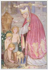 Saint Gregory (farge litho) av Minnie Didbin Spooner