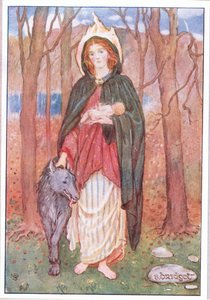 St Bridget of the Mantle (farge litho)
