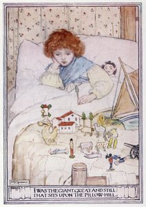 The Land of Counterpane. RL Stevenson (farge litho)