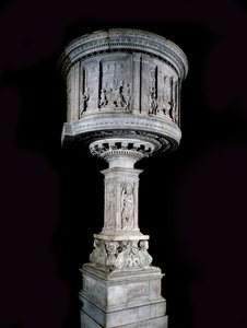 Renessansekunst: Stol av Pasquino di Matteo (1425-1485), skulpturert av Mino da Fiesole (1429-1484) og Antonio Rossellino (1427-1479) (prekestol i hvit marmor (1469-1473) med relieffer av Antonio Rossellino og Mino da Fiesole)