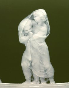 Detalj fra et par vaser, "Les alteres y les frileux", 1879 av Mintons Ltd