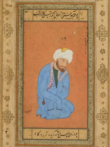 Portrett av en knelende hellig mann, fra Prince Salim Album, ca. 1556-60, grense ca. 1602. av Mir Sayyid Ali