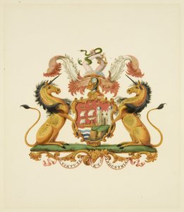 Arms of the City of Bristol, ca. 1830 (blyant og akvarellpapir) av Miss (attr.to) Braikenridge