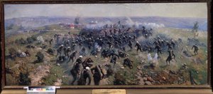 Russisk-tyrkisk krig: Slaget ved Gorni Dubnik, 24. oktober 1877 (Slaget ved Gorni Dubnik 24. oktober 1877). Maleri av Mitrofan Borisovich Grekov (1882-1934), olje på lerret
