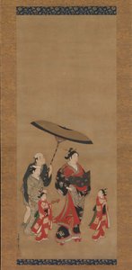Courtesan on Parade, slutten av 1730-tallet-begynnelsen av 1740-tallet. av Miyagawa Issho