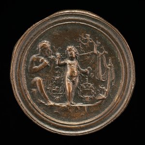 En skulptør som skjærer ut en statue av Amor, sent på 1400- til begynnelsen av 1500-tallet. av Moderno