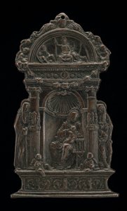 Madonna og barn tronet med Saint Anthony Abbed og Saint Jerome, 1490. av Moderno