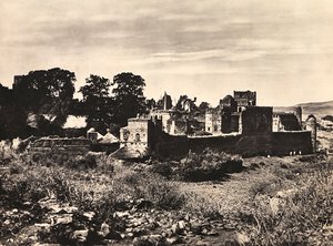 Bygge et imperium i den fascistiske tidsalderen: Slottet til kong Fasiladas i Gondar, Etiopia, 09.05.1936 (s/hvitt-bilde) av Modestino Baldinetti