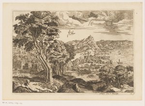 Kystlandskap med flygende fuglelandskap etter Titian (serietittel)