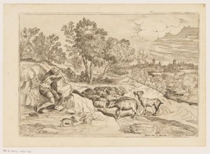 Landskap med tre gjetere som hviler med en flokk Landskap etter Titian (serietittel)