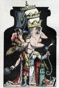 Allegorie du Concordat (sign between Pius VII and Bonaparte) of 1801 represented by Moloch as a compression device with Napoleon III and the Pope