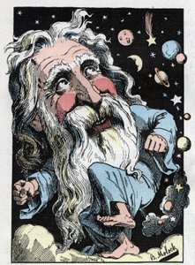Allegory of God in "The Trombinoscope"" av Touchatout, tegneserie av B. Moloch fra 1882 (1849-1909). Privat samling.
