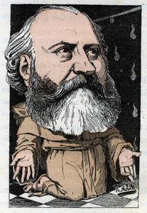Portrett av Charles Gounod (1818-1893), fransk komponist i "Le Trombinoscope"" av Touchatout, karikatur av B. Moloch fra 1882 (1849-1909). Privat samling. av Moloch