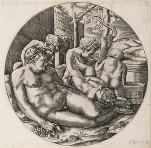 Bacchus og Putti av Monogrammist B