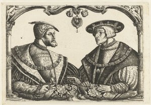 Karel V og Ferdinand I av Monogrammist CB met boom (attributed to)