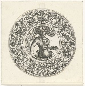 Rundt brett med Lucretia av Monogrammist CG (Duitsland)