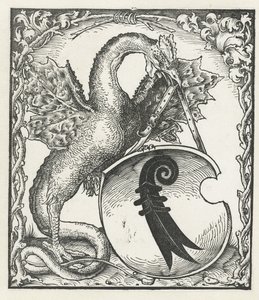 Drage med våpenskjoldet til Basel av Monogrammist DS (graveur) (attributed to)