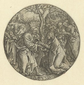 Kristus tar farvel med Maria av Monogrammist L (graveur, Nederland)