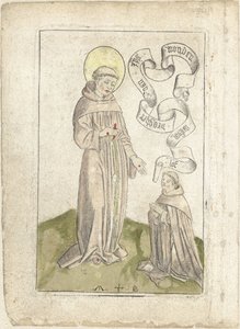 Saint Francis med knelende fransiskaner av Monogrammist MB (Nederlanden)