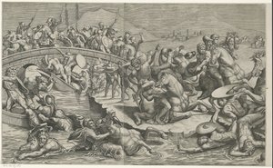 Slaget ved Milvian Bridge (venstre deler) av Monogrammist SK (prentmaker)