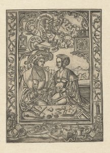 Vanitas Lord og kvinne med hodeskalle av Monogrammist XXX met L (attributed to)