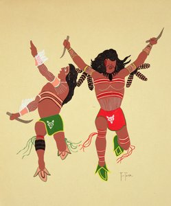Kiowa Warriors (stensiltrykk) av Monroe Tsatoke