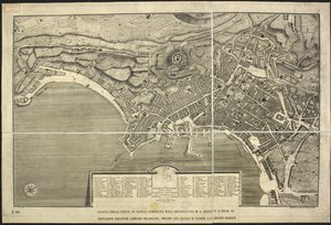 Kart over Napoli, Plan over byen Napoli ... M.L. Jolivet ... belin. [sic] og sclp. 1755 (gravering) av Morise Lewes Jolivet
