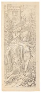 En scene fra eventyret De syv ravner og deres trofaste søster, 1830-1831. av Moritz Ludwig von Schwind