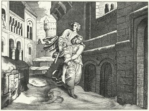 Einhard og Emma (gravering) av Moritz Ludwig von Schwind
