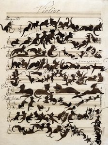 The Symphony of the Cat (Die Katzensymphony) tegning av Moritz von Schwind fra 1868. Staatliche Kunsthalle Karlsruhe.