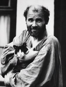 Gustav Klimt med en katt, 1911. av Moritz Nähr