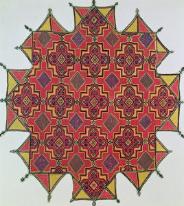 Tekstil med geometrisk mønster (håndarbeid) av Moroccan School