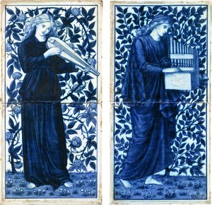 Et sett med fire William Morris Co, ca. 1900 (tinnglasert keramikk, maling) av Morris and Company