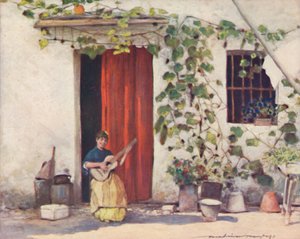 En gårdsplass, Sevilla, 1903. av Mortimer L Menpes