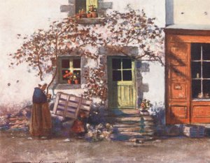 En hytte i Rochefort-en-Terre (farge litho) av Mortimer Ludington Menpes
