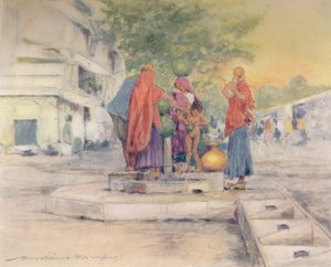 Ved fontenen, Jeypore, 1905 av Mortimer Ludington Menpes