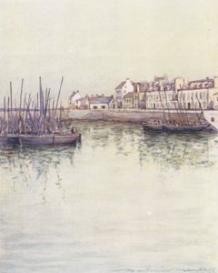 Concarneau Harbor (farge litho) av Mortimer Ludington Menpes