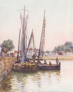 Fiskebåter, Concarneau (fargelitografi) av Mortimer Ludington Menpes