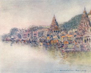 På bredden av Holy River, Benares, 1905 av Mortimer Ludington Menpes