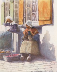 På kaia ved Pont-Aven (fargelitografi) av Mortimer Ludington Menpes