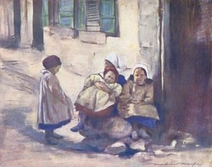 Verdens barn: Bretonsk, en familie (fargelitografi)