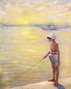 Verdens barn: Cingalese, Fiske (fargelitografi) av Mortimer Ludington Menpes