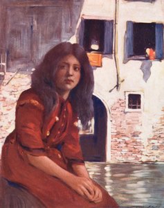 Verdens barn: Italiensk, på en gondol (fargelitografi) av Mortimer Ludington Menpes