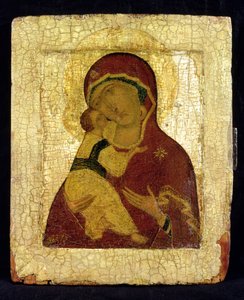Ikon for jomfruen av Vladimir (bladgull og tempera på panel)