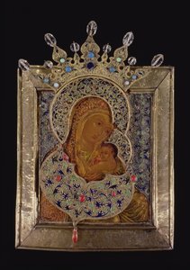 Icon of the Virgin the All Glorified (forgylt sølv og tempera på panel)