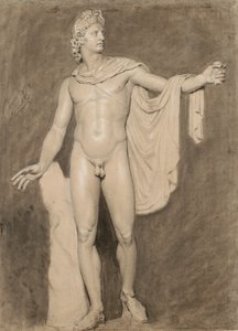 Støpt av Apollo Belvedere (svart og hvitt kritt med vask på papir) av Moseley Danforth